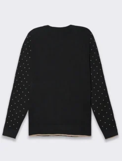 Piazza Italia Pullover stampa stelle e rombi all over in flock vesitiblità slim - Nero Outlet