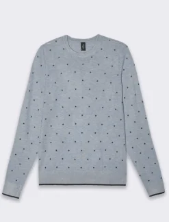 Piazza Italia Pullover stampa stelle e rombi all over in flock vesitiblità slim - Denim Blu Fashion