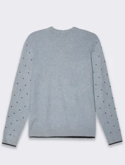 Piazza Italia Pullover stampa stelle e rombi all over in flock vesitiblità slim - Denim Blu Fashion