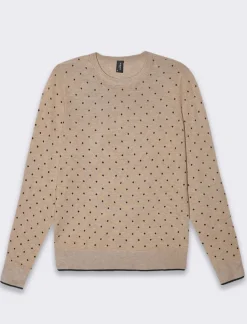 Piazza Italia Pullover stampa stelle e rombi all over in flock vesitiblità slim - Cammello Beige Hot