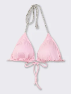 Piazza Italia Reggiseno costume mare con laccetti in strass - Rosa Best Sale