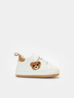 Piazza Italia Scarpa con applicazione orsacchiotto e suola antiscivolo - Bianco Flash Sale