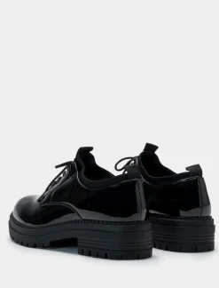 Piazza Italia Scarpa stringata di vernice con fondo roccia - Nero Cheap