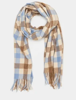 Piazza Italia Sciarpa da donna a quadretti con frange - Beige Flash Sale