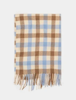 Piazza Italia Sciarpa da donna a quadretti con frange - Beige Flash Sale