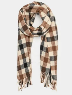 Piazza Italia Sciarpa da donna a quadretti con frange - Blu Online