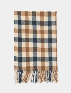 Piazza Italia Sciarpa da donna a quadretti con frange - Blu Online