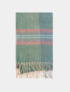 Piazza Italia Sciarpa da donna a quadri con frange - Verde Flash Sale