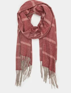 Piazza Italia Sciarpa da donna con frange motivo spigato - Rosso New