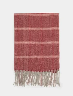 Piazza Italia Sciarpa da donna con frange motivo spigato - Rosso New