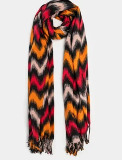 Piazza Italia Sciarpa da donna con frange multicolor - Viola Store