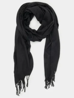 Piazza Italia Sciarpa da donna in tinta unita con frange - Nero Fashion