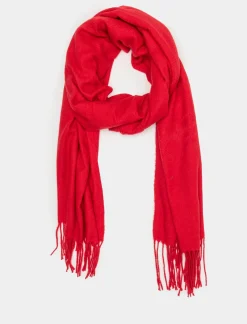 Piazza Italia Sciarpa da donna in tinta unita con frange - Rosso Cheap