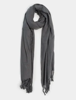 Piazza Italia Sciarpa da donna in tinta unita con frange - Grigio Flash Sale
