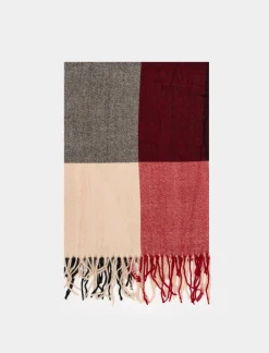 Piazza Italia Sciarpa da uomo a quadri grandi - Bordeaux Rosso Best