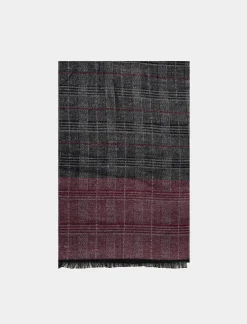 Piazza Italia Sciarpa da uomo a quadri e spigato - Bordeaux Rosso Store