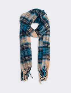 Piazza Italia Sciarpa da uomo a quadri con frange - Blu Clearance