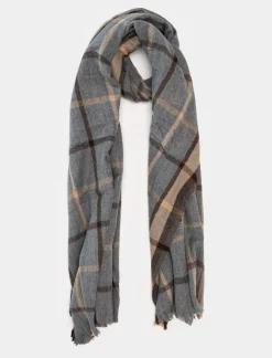Piazza Italia Sciarpa da uomo a quadri con frange - Grigio New