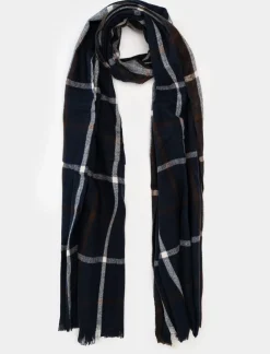 Piazza Italia Sciarpa da uomo a quadri con frange - Blu Shop