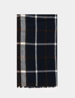 Piazza Italia Sciarpa da uomo a quadri con frange - Blu Shop