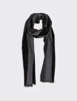 Piazza Italia Sciarpa da uomo a righe e spigato - Nero Discount