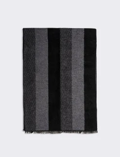 Piazza Italia Sciarpa da uomo a righe e spigato - Nero Discount