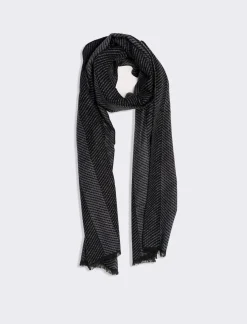 Piazza Italia Sciarpa da uomo a righe e spigato - Grigio Flash Sale