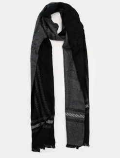 Piazza Italia Sciarpa da uomo con microfantasie - -grigio Nero Discount