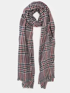 Piazza Italia Sciarpa da uomo in piè de poul - Bordeaux Rosso Discount