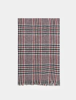 Piazza Italia Sciarpa da uomo in piè de poul - Bordeaux Rosso Discount