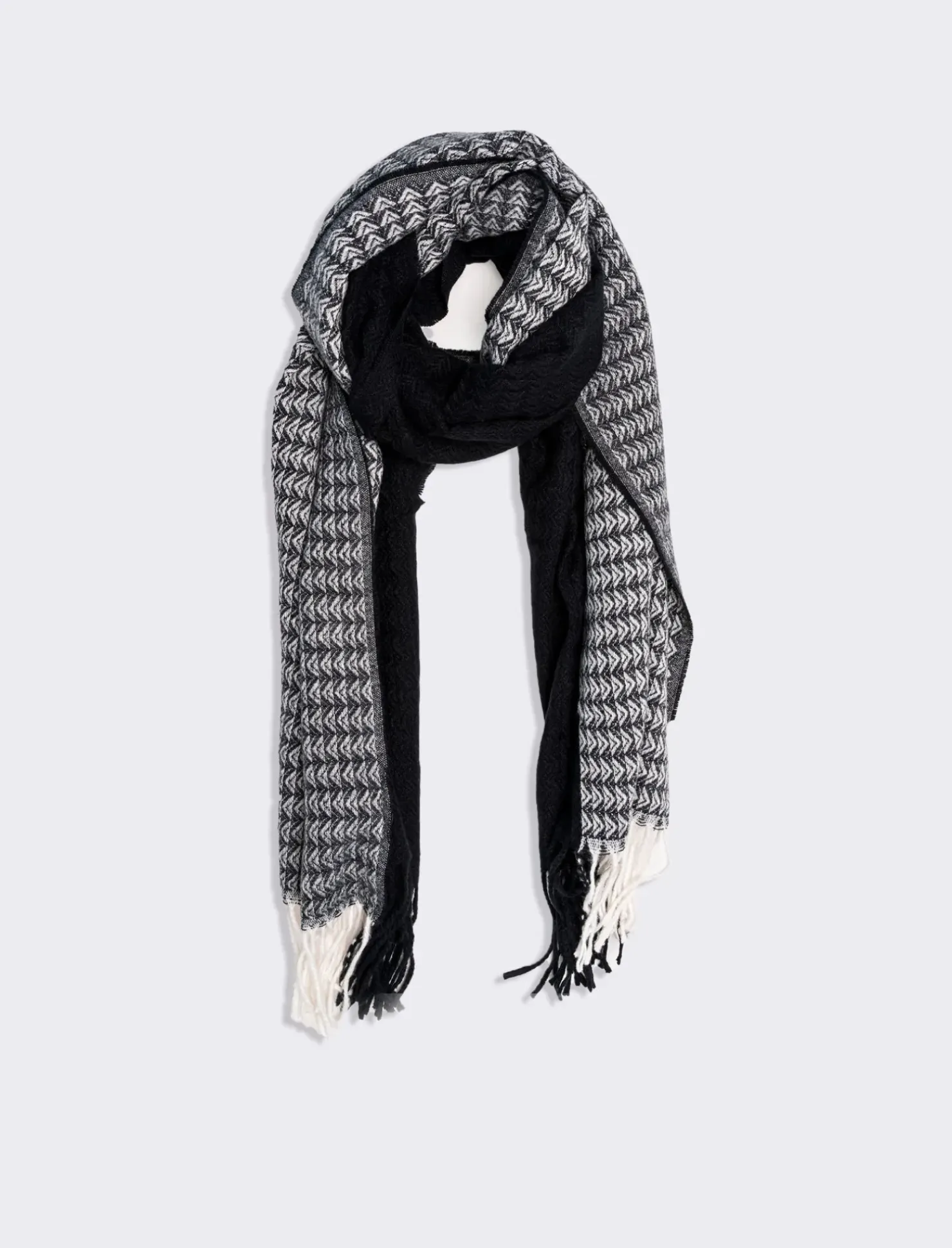 Piazza Italia Sciarpa uomo bicolor con frange - Nero Fashion