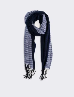 Piazza Italia Sciarpa uomo bicolor con frange - Blu Best Sale