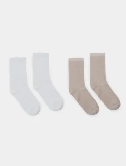 Piazza Italia Set 2 paia calzini a costine da donna - Bianco Sale