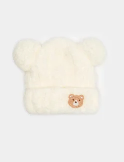 Piazza Italia Set cappello con recchie e sciarpa da neonato - panna Bianco Online