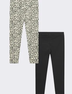 Piazza Italia Set di leggings elastici lunghi con doppia variante solid color e stampa all over  - Nero Store
