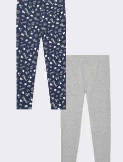 Piazza Italia Set di leggings elastici lunghi con doppia variante solid color e stampa all over  - Blu Cheap