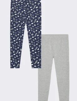 Piazza Italia Set di leggings elastici lunghi con doppia variante solid color e stampa all over  - Blu Cheap