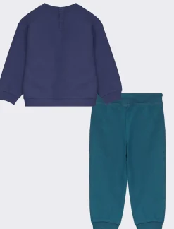 Piazza Italia Set due pezzi composto da felpa a manica lunga con stampa frontale e jogger - Blu Best