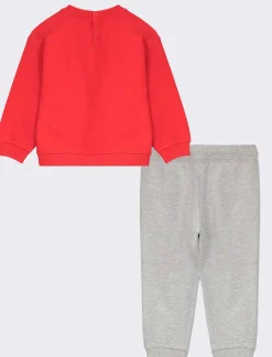 Piazza Italia Set due pezzi composto da felpa a manica lunga con stampa frontale e jogger - Rosso Outlet