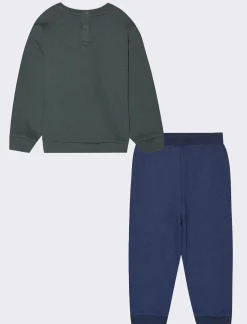 Piazza Italia Set due pezzi felpa girocollo con stampa frontale e pantalone jogger - Verde Cheap