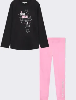 Piazza Italia Set due pezzi maglia a manica lunga e leggings elastico con stampa mylar - Nero Best Sale