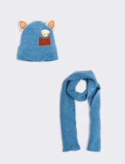 Piazza Italia Set neonato cappello con orecchie orsetto - Denim Blu Clearance