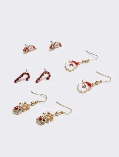 Piazza Italia Set orecchini da donna natalizi multicard 4 paia - Oro Store