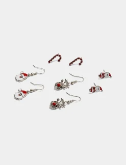 Piazza Italia Set orecchini da donna natalizi multicard 4 paia - Argento Clearance