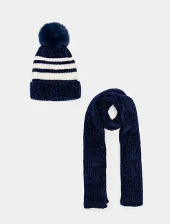 Piazza Italia Set sciarpa + cappello a righe da bambino - Blu Shop