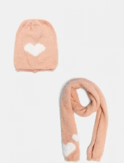 Piazza Italia Set sciarpa e cappello da bambina con cuore - Rosa 0 Best