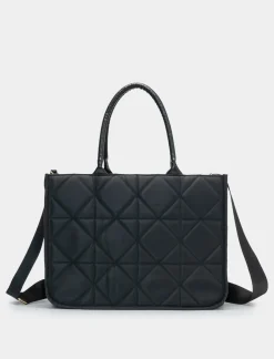 Piazza Italia Shopper da donna con trapuntatura in nylon - Nero Outlet