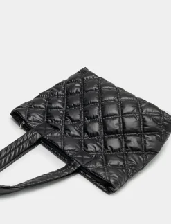 Piazza Italia Shopper da donna trapuntata in nylon - Nero Sale