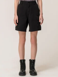 Piazza Italia Short cargo vita alta con tasche applicate e dettagli in vita con passanti e nastro regolabili - Nero Fashion