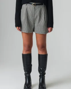 Piazza Italia Short con cintura e tasche all'americana - Pied de poule Pattern Best